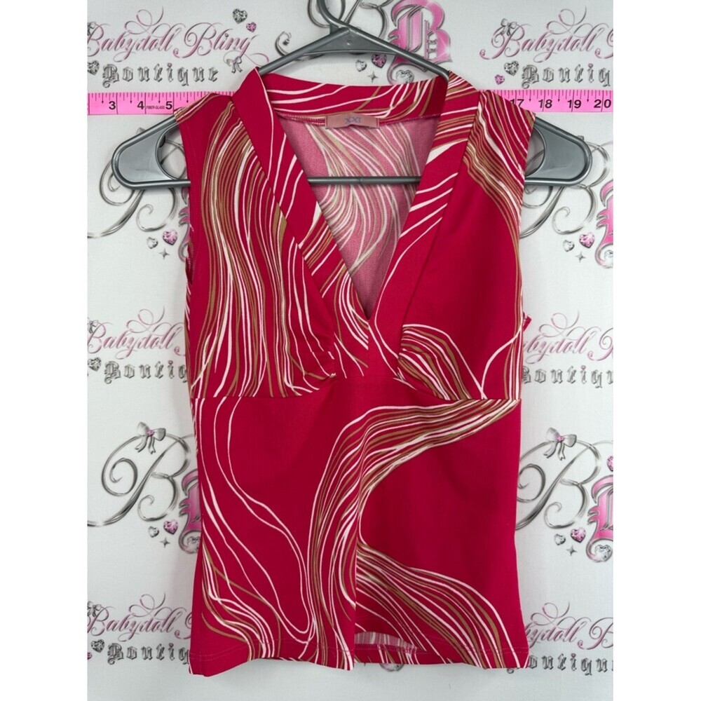 Forever 21 tank top swirls y2k Pink and Cream V-Neck Sleeveless Camisole